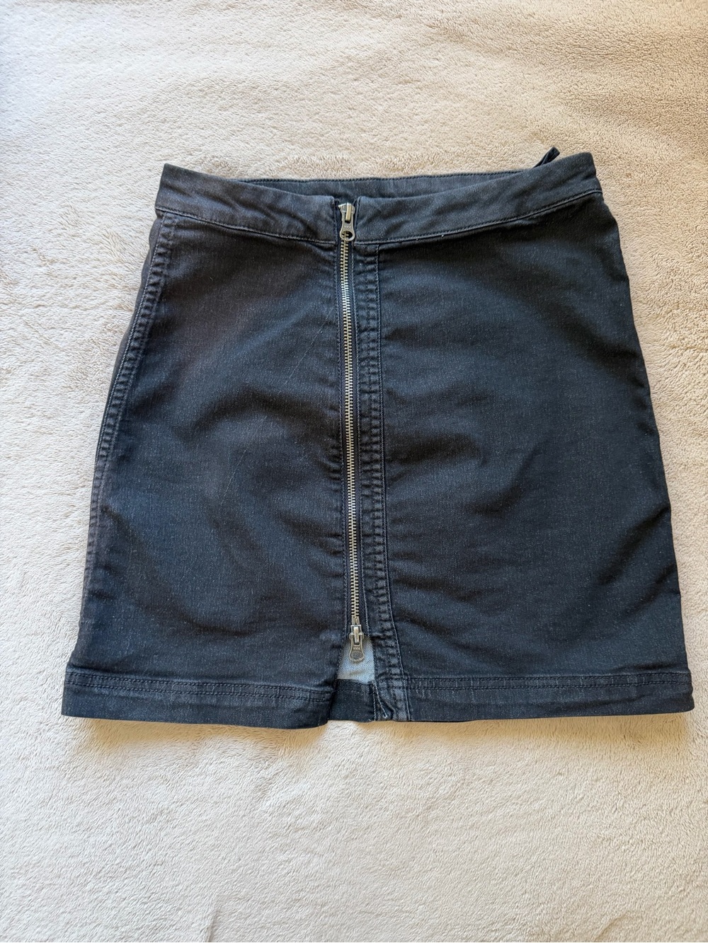 Free People Black Front-Zip Mini Skirt
